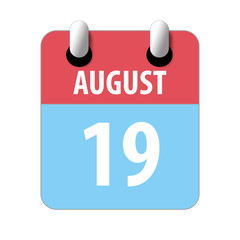 august 19th. Day 19 of month,Simple calendar icon on white background. Planning. Time management. Set of calendar icons for web design. summer month, day of the year concept