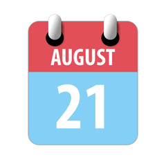 august 21st. Day 20 of month,Simple calendar icon on white background. Planning. Time management. Set of calendar icons for web design. summer month, day of the year concept