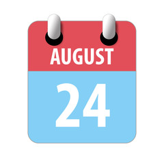 august 24th. Day 24 of month,Simple calendar icon on white background. Planning. Time management. Set of calendar icons for web design. summer month, day of the year concept