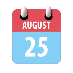 august 25th. Day 25 of month,Simple calendar icon on white background. Planning. Time management. Set of calendar icons for web design. summer month, day of the year concept