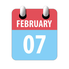 february 7th. Day 7 of month,Simple calendar icon on white background. Planning. Time management. Set of calendar icons for web design. winter month, day of the year concept