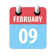 february 9th. Day 9 of month,Simple calendar icon on white background. Planning. Time management. Set of calendar icons for web design. winter month, day of the year concept