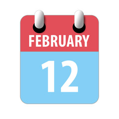 february 12th. Day 12 of month,Simple calendar icon on white background. Planning. Time management. Set of calendar icons for web design. winter month, day of the year concept