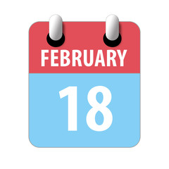 february 18th. Day 18 of month,Simple calendar icon on white background. Planning. Time management. Set of calendar icons for web design. winter month, day of the year concept