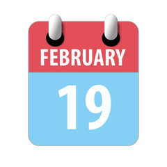 february 19th. Day 19 of month,Simple calendar icon on white background. Planning. Time management. Set of calendar icons for web design. winter month, day of the year concept