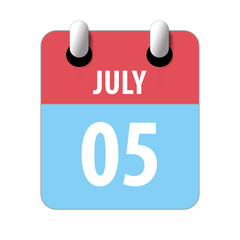 july 5th. Day 5 of month,Simple calendar icon on white background. Planning. Time management. Set of calendar icons for web design. summer month, day of the year concept