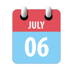 july 6th. Day 6 of month,Simple calendar icon on white background. Planning. Time management. Set of calendar icons for web design. summer month, day of the year concept