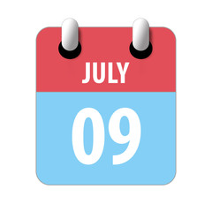 july 9th. Day 9 of month,Simple calendar icon on white background. Planning. Time management. Set of calendar icons for web design. summer month, day of the year concept
