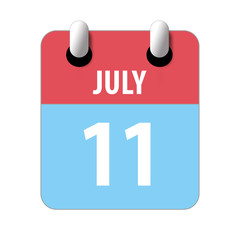 july 11th. Day 11 of month,Simple calendar icon on white background. Planning. Time management. Set of calendar icons for web design. summer month, day of the year concept