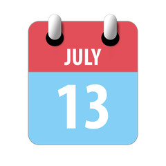 july 13th. Day 13 of month,Simple calendar icon on white background. Planning. Time management. Set of calendar icons for web design. summer month, day of the year concept