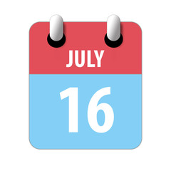 july 16th. Day 16 of month,Simple calendar icon on white background. Planning. Time management. Set of calendar icons for web design. summer month, day of the year concept