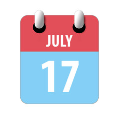 july 17th. Day 17 of month,Simple calendar icon on white background. Planning. Time management. Set of calendar icons for web design. summer month, day of the year concept