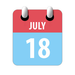 july 18th. Day 18 of month,Simple calendar icon on white background. Planning. Time management. Set of calendar icons for web design. summer month, day of the year concept