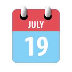 july 19th. Day 19 of month,Simple calendar icon on white background. Planning. Time management. Set of calendar icons for web design. summer month, day of the year concept