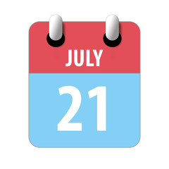 july 21st. Day 20 of month,Simple calendar icon on white background. Planning. Time management. Set of calendar icons for web design. summer month, day of the year concept