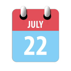 july 22nd. Day 22 of month,Simple calendar icon on white background. Planning. Time management. Set of calendar icons for web design. summer month, day of the year concept
