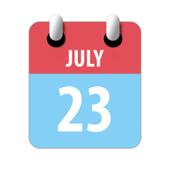 july 23rd. Day 23 of month,Simple calendar icon on white background. Planning. Time management. Set of calendar icons for web design. summer month, day of the year concept