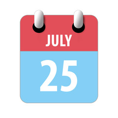 july 25th. Day 25 of month,Simple calendar icon on white background. Planning. Time management. Set of calendar icons for web design. summer month, day of the year concept