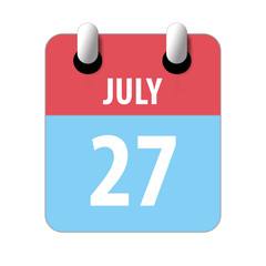 july 27th. Day 27 of month,Simple calendar icon on white background. Planning. Time management. Set of calendar icons for web design. summer month, day of the year concept