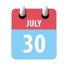 july 30th. Day 30 of month,Simple calendar icon on white background. Planning. Time management. Set of calendar icons for web design. summer month, day of the year concept