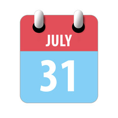 july 31st. Day 31of month,Simple calendar icon on white background. Planning. Time management. Set of calendar icons for web design. summer month, day of the year concept