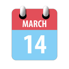 march 14th. Day 14 of month,Simple calendar icon on white background. Planning. Time management. Set of calendar icons for web design. spring month, day of the year concept