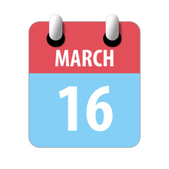 march 16th. Day 16 of month,Simple calendar icon on white background. Planning. Time management. Set of calendar icons for web design. spring month, day of the year concept