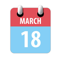 march 18th. Day 18 of month,Simple calendar icon on white background. Planning. Time management. Set of calendar icons for web design. spring month, day of the year concept