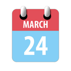 march 24th. Day 24 of month,Simple calendar icon on white background. Planning. Time management. Set of calendar icons for web design. spring month, day of the year concept