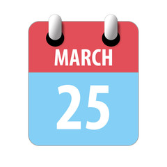 march 25th. Day 25 of month,Simple calendar icon on white background. Planning. Time management. Set of calendar icons for web design. spring month, day of the year concept