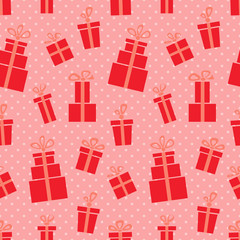 Presents. Seamless vector illustration with gift boxes and bows