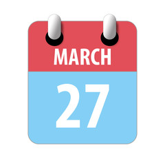 march 27th. Day 27 of month,Simple calendar icon on white background. Planning. Time management. Set of calendar icons for web design. spring month, day of the year concept