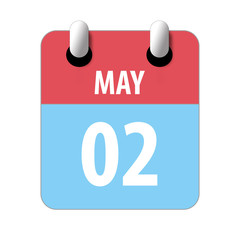 may 2nd. Day 2 of month,Simple calendar icon on white background. Planning. Time management. Set of calendar icons for web design. spring month, day of the year concept