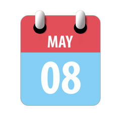 may 8th. Day 8 of month,Simple calendar icon on white background. Planning. Time management. Set of calendar icons for web design. spring month, day of the year concept