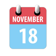 november 18th. Day 18 of month,Simple calendar icon on white background. Planning. Time management. Set of calendar icons for web design. autumn month, day of the year concept
