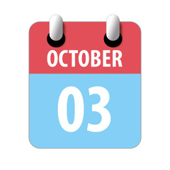 october 3rd. Day 3 of month,Simple calendar icon on white background. Planning. Time management. Set of calendar icons for web design. autumn month, day of the year concept