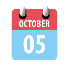 october 5th. Day 5 of month,Simple calendar icon on white background. Planning. Time management. Set of calendar icons for web design. autumn month, day of the year concept
