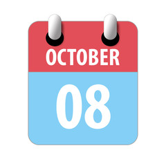 october 8th. Day 8 of month,Simple calendar icon on white background. Planning. Time management. Set of calendar icons for web design. autumn month, day of the year concept