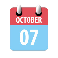 october 7th. Day 7 of month,Simple calendar icon on white background. Planning. Time management. Set of calendar icons for web design. autumn month, day of the year concept