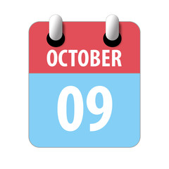 october 9th. Day 9 of month,Simple calendar icon on white background. Planning. Time management. Set of calendar icons for web design. autumn month, day of the year concept