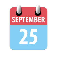 september 25th. Day 25 of month,Simple calendar icon on white background. Planning. Time management. Set of calendar icons for web design. autumn month, day of the year concept