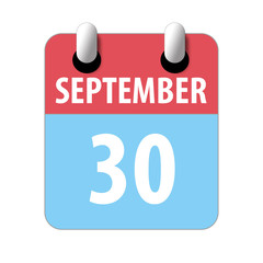september 30th. Day 30 of month,Simple calendar icon on white background. Planning. Time management. Set of calendar icons for web design. autumn month, day of the year concept