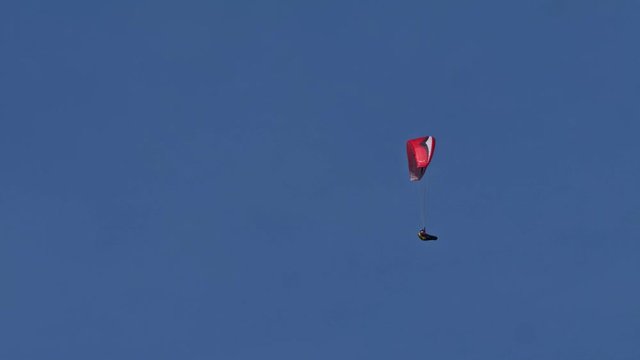 Para gliding on lovely summer day with no clouds.