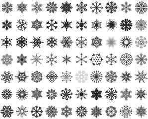 Big Snowflakes Set detailed Illustration Vector