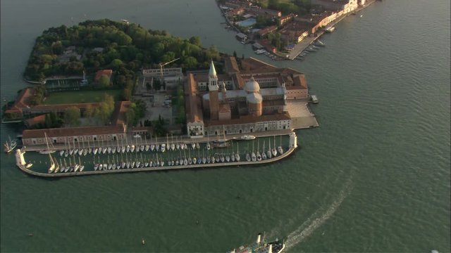 Veduta aerea dell'Isola di San Giorgio a Venezia 