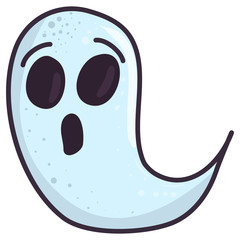 Ghost character. Halloween flat illustration. Vector holiday icon.