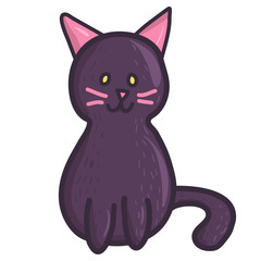 Creepy cat illustration. Vector flat spooky monster character. Holiday decoration element.