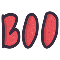 Lettering boo red illustration for print design. Typography vector halloween art.