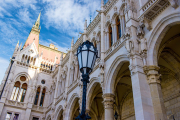 Fototapeta na wymiar View of the antique lantern Parliament of Budapest, Hungary