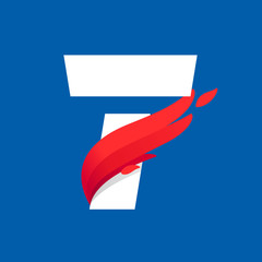 T letter logo with fast speed red bird wing.